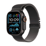 Apple Watch Ultra 2 GPS + Cellular Smartwatch, Reloj Deportivo con Caja de Titanio Negro Resistente de 49 mm y Pulsera Milanese Loop en Titanio Negro - Talla L. Monitor de entreno, Neutro en Carbono