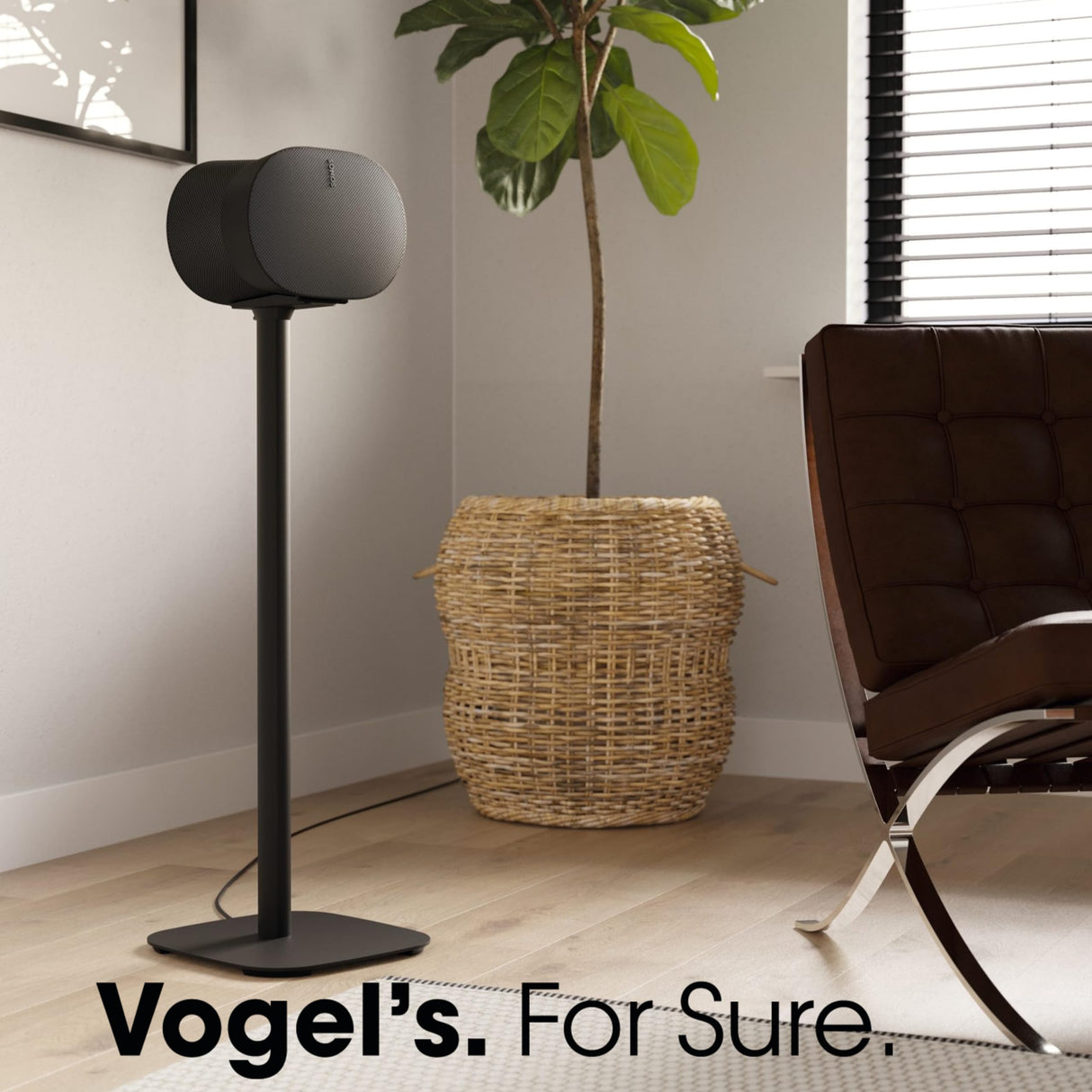 Vogel's SFS 4133 Pie de Altavoces para Sonos ERA 300, Sistema para colocación de Cables, Altura: 82 cm, Máx. 5 kg, Negro