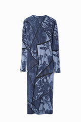 Desigual Vestido de Manga Larga para Mujer, Azul, S