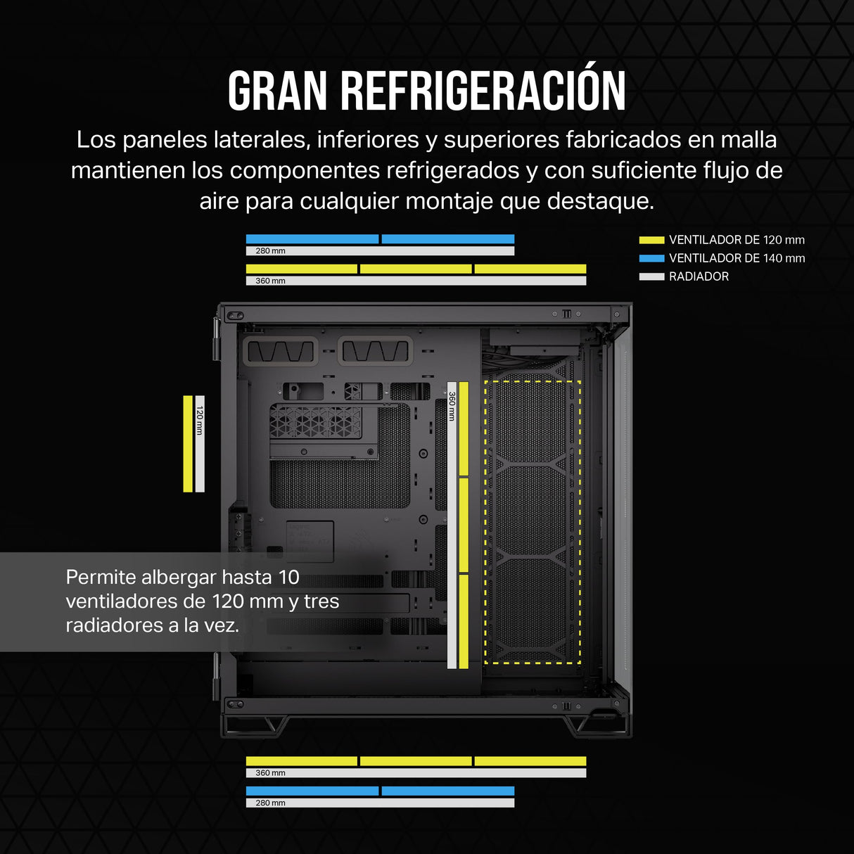 CORSAIR 6500X Media-Torre ATX Caja de PC de Doble Cámara - Cristal Templado Panorámico - Conexión Inversa Compatible con Placa Base - Sin Ventiladores Incluidos - Negro