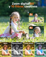 Camara Digital 5K 64MP Rollei, Powerflex X8 Dual Lens Cámara de Fotos Compacta con Zoom Óptico 8X y Pantalla Táctil de 3.6" Digicam Portátil con Doble Lente Negro, Cámara-Fotos-Digital-Camera