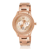 Fossil Stella Reloj para mujer, movimiento cronógrafo con correa de acero o piel, Tono oro rosa, 38MM