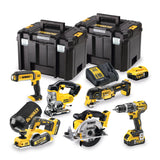 DeWalt Kit de herramientas eléctricas inalámbricas de 18 V, ideal para trabajar la madera, DCK665P3T-GB. Incluye DCD796: taladro combinado de 2 velocidades sin escobillas, cepilladora sin escobillas DCP580, multiherramienta sin escobillas DCS355+accesorio