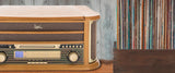 Dual NR 4 Nostalgie - Cadena musical con tocadiscos (radio FM/AM, CD-RW, MP3, USB, casete, entrada auxiliar), color marrón (importado)