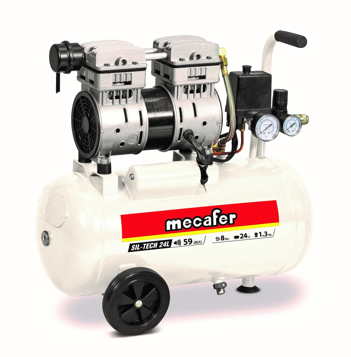 Mecafer 425523 - Compresor silencioso (24 L, 1,3 HP, 8 bar