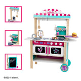 Theo Klein 7329 Cocina de Madera, Barbie Restaurante Tipo bistró, Madera (MDF), con Accesorios de bistró incluidos, Dimensiones: 94 cm x 32 cm x 106 cm, Juguete para niños a Partir de Tres años