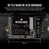 Corsair MP600 Mini 2 TB M.2 NVMe PCIe x4 Gen4 SSD – M.2 2230 – hasta 7.000MB/seg Lectura Secuencial – NAND 3D TLC de Alta Densidad – Ideal para Steam Deck y Microsoft Surface – Negro