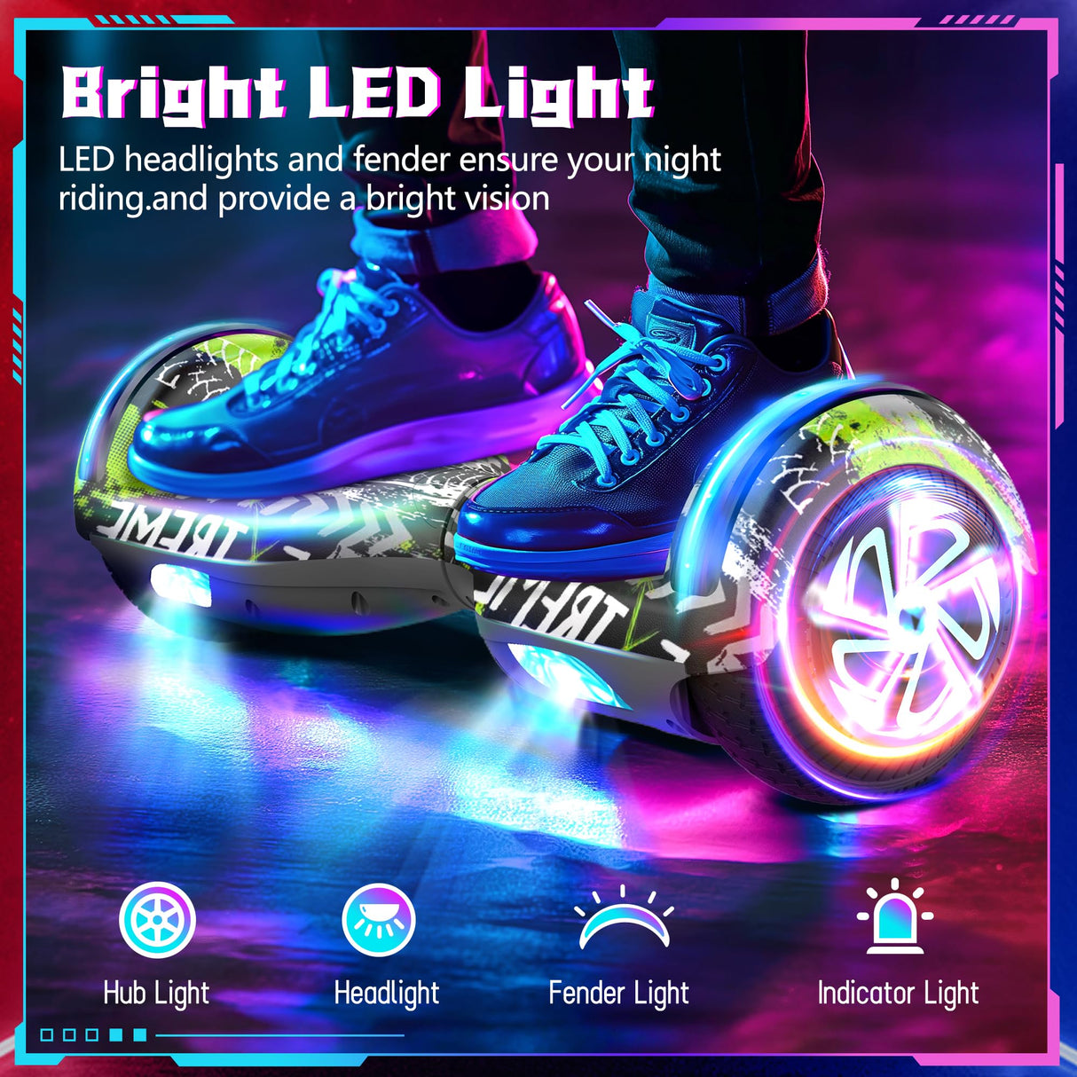 SISIGAD Hoverboard auto-équilibrant, Bluetooth et lumières LED colorées, cadeaux pour enfants