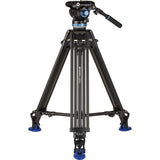 Benro Trípode de Video de Aluminio de Doble Etapa A673TM y Cabeza S8PRO, Cuenco de 75 mm, 3 Secciones de Pata, Bloqueo de Palanca giratoria
