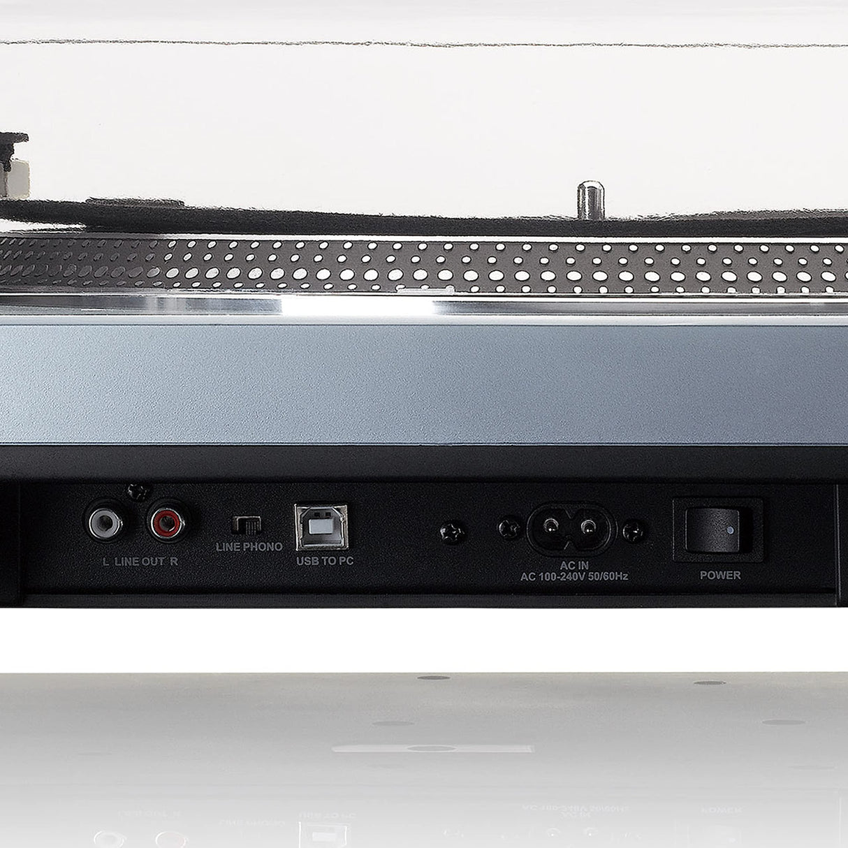 Lenco L-3809 Tocadiscos - Tocadiscos DJ con accionamiento Directo - USB - Preamplificador - 33 y 45 RPM - MMC - RCA - Line out - Azul metálico