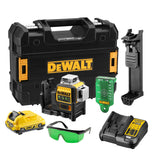 DEWALT Nivel Láser de Línea Cruzada Verde, 12V XR, 3x 360º con batería 2Ah, DCE089D1G-QW