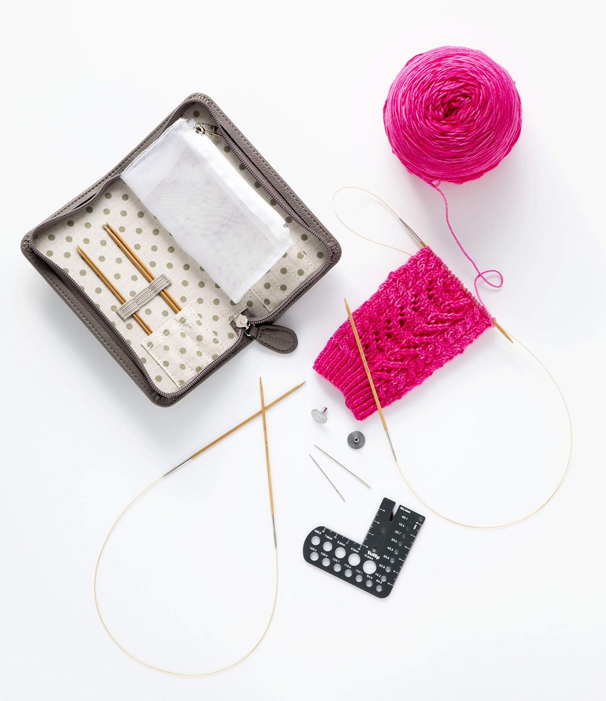 Tulip Carry C Needle Set Long Fine Agujas largas Finas, Bambú, Blanco, OS