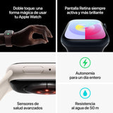 Apple Watch Series 9 [GPS] Smartwatch con Caja de Aluminio en Plata de 45 mm y Correa Deportiva Azul tempestad - Talla S/M. Monitor de entreno, App Oxígeno en Sangre, Resistencia al Agua