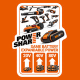 WORX NITRO 18V(20V MAX) Taladro de Percusión sin Cable WX352.4, PowerShare, Motor sin Escobillas, 60Nm, Control de Velocidad Variable, luz LED, 2.0Ah Baterías Recargables Suministradas