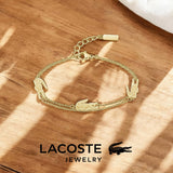 Lacoste Pulsera de Doble Cadena para Mujer Colección CROCODILE en Oro Amarillo con Charms en forma de Cocodrilo - 2040470