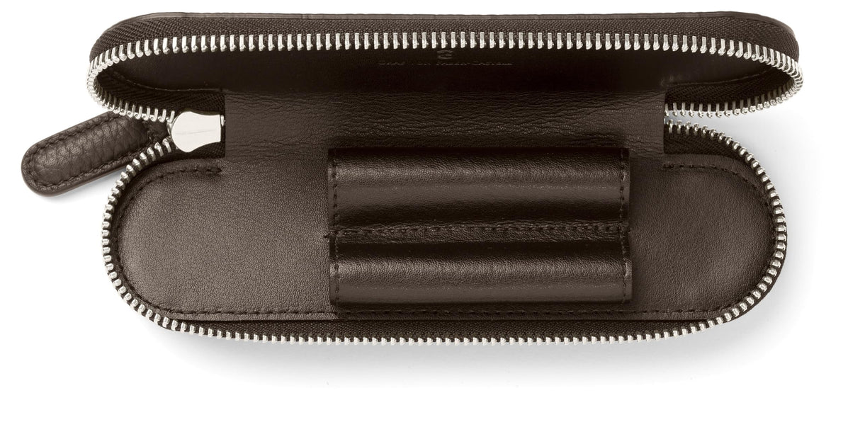Graf von Faber-Castell 118742 - Estuche para 2 instrumentos de escritura, cachemira, marrón oscuro, estuche con cremallera