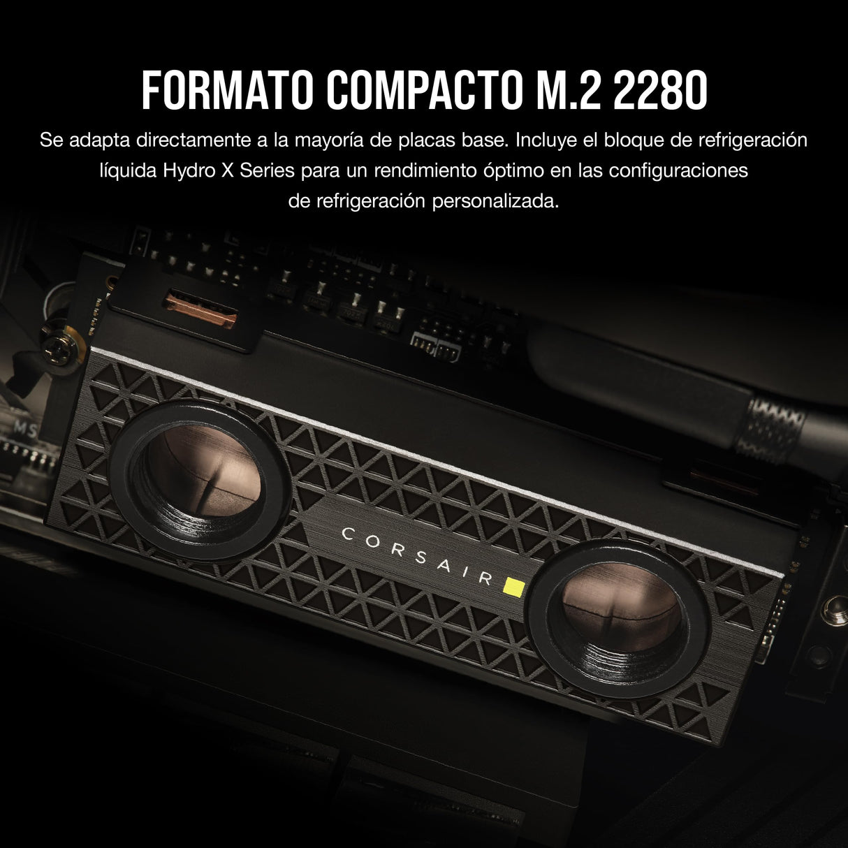 Corsair MP700 Pro SE Hydro X Series 4 TB M.2 PCIe Gen5 x4 NVMe 2.0 SSD – M.2 2280 – hasta 14.000 MB/s Velocidad de Lectura Secuencial – Bloque de Refrigeración Líquida Preinstalado – Negro