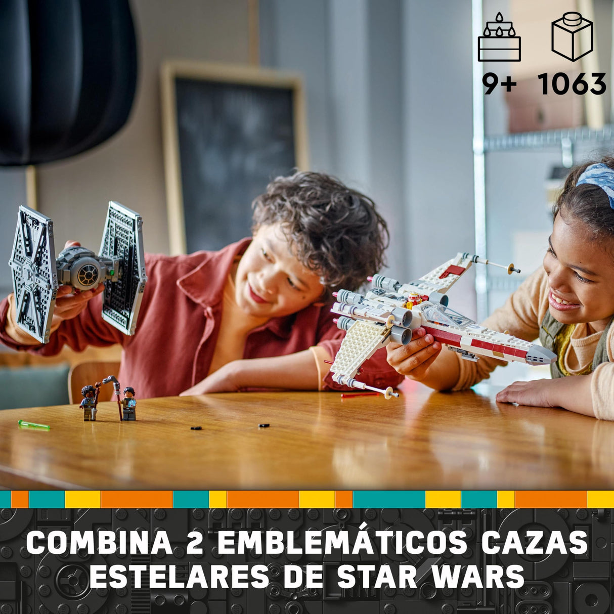LEGO Star Wars 75393 Caza Tie y ala-X Fusionados - Juguete de Construcción con 2 Naves Estelares - 4 Minifiguras y Figura de Droide - Regalo para Niños de 9+ Años y Fans
