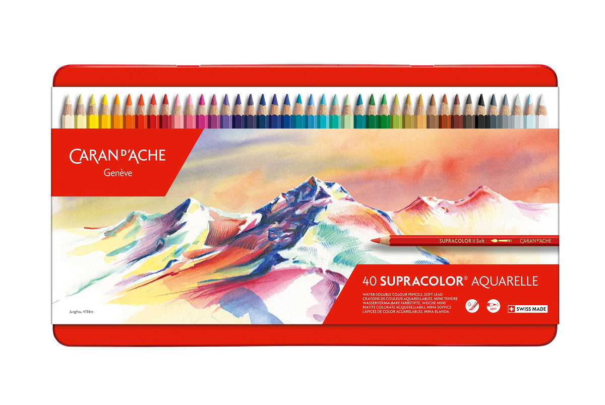 Caran d-Ache SUPRACOLOR Soft Aquarelle 40 - Lápiz de color (Multicolor, Rojo) 599 grams