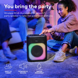 Trust Azura Altavoz Bluetooth Potente 100W para Fiestas, Altavoz Portátil Inalámbrico Luz LED RGB Intemperie IPX4, Altavoces Bluetooth Batería Recargable 11H, 2 Entradas de Micrófono Karaoke