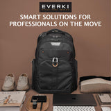 Everki Atlas - Mochila para portátil con Compartimento Ajustable para portátil de 13 a 17,3 Pulgadas (33-43,9 cm), Trolley Flap, Concepto Plano Bien pensado y Otras Funciones, Negro, EKP121-1
