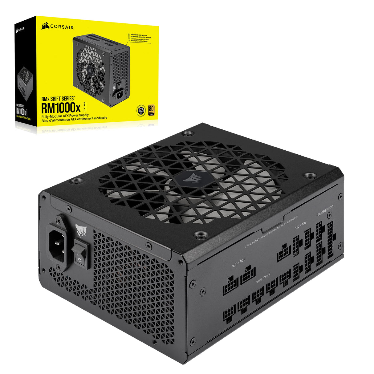 Corsair RM1000x SHIFT Fuente de Alimentación Totalmente Modular – Compatible con ATX 3.1 y PCIe 5.1 – Modo Ventilador Cero RPM – Condensadores a 105°C – Eficiencia 80 PLUS Gold – Negro