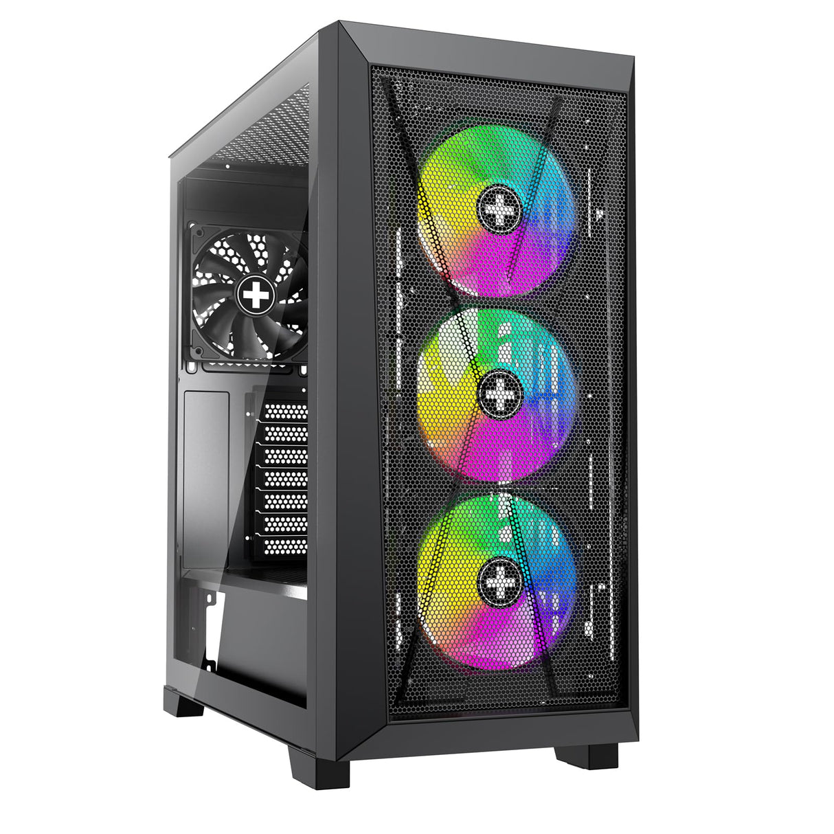 Xilence Xilent X X912.ARGB - Carcasa para PC para Gaming, 3 Ventiladores ARGB de 120 mm, 1 Ventilador Negro, Caja de Torre ATX Midi Midi, Panel Frontal de Malla para un Buen Flujo de Aire y Placa de