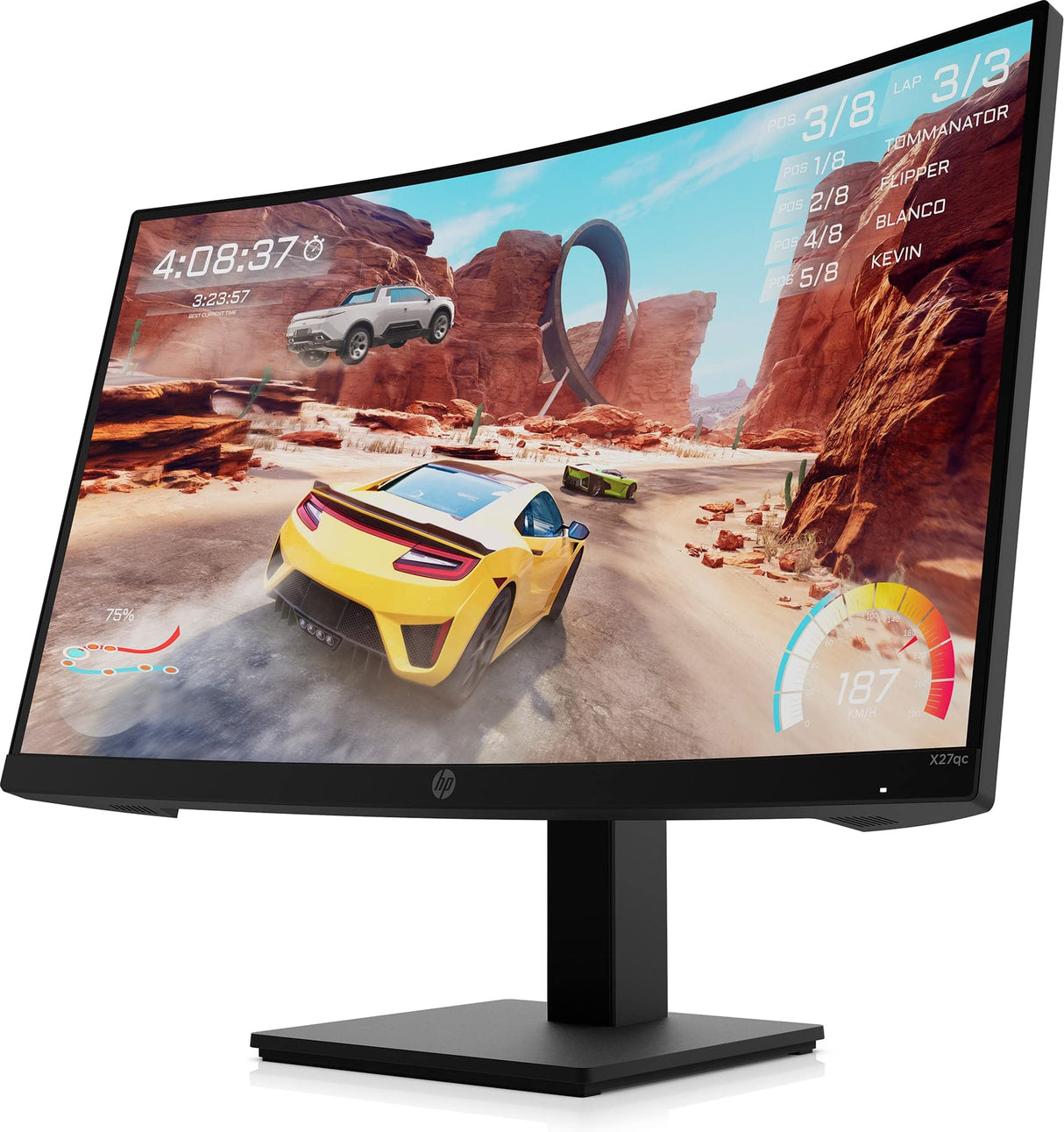 HP X27qc – Monitor Gaming de 27" Quad HD (2560 x 1440 a 165Hz, VA, Curvatura 1500R, 16:9, 1ms, HDMI, Low Blue Light, Antirreflectante, AMD Freesync Premium, Compatible con Consolas) Negro