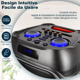 Trevi XFest XF 3600 Pro - Altavoz inalámbrico de 200 W, Altavoz portátil con micrófono inalámbrico Incluido, entradas USB, Micro SD, AUX-IN, función TWS, Karaoke Party Speaker con batería integrada