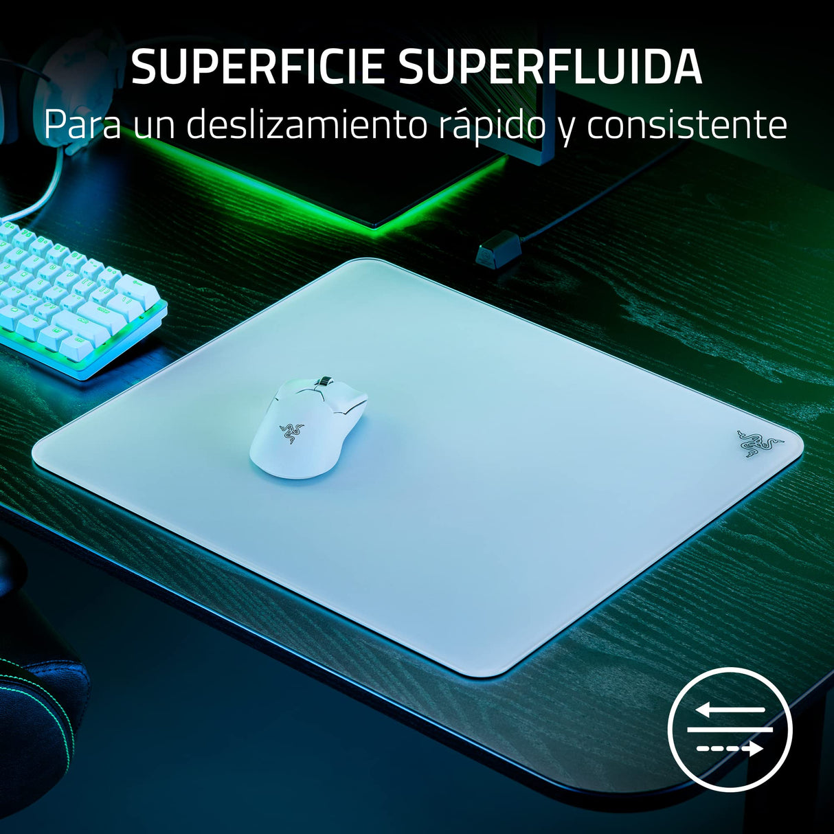 Razer Atlas Alfombrilla Gaming de Cristal Templado Blanca