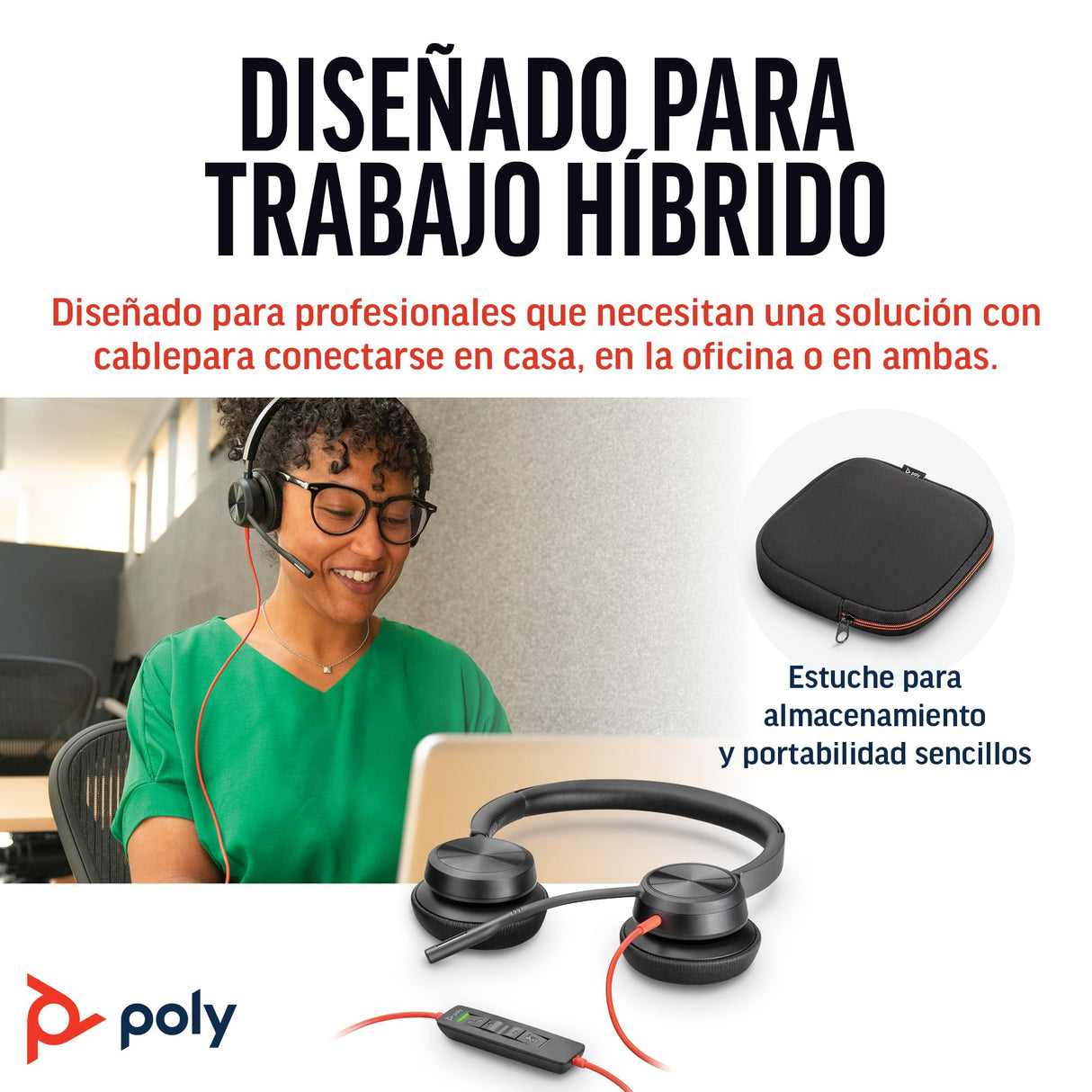 Auricular Poly Blackwire 8225 de primer nivel con cable - Cancelación activa de ruido - Estéreo de alta fidelidad - Se conecta a PC/Mac - Funciona con Teams y Zoom