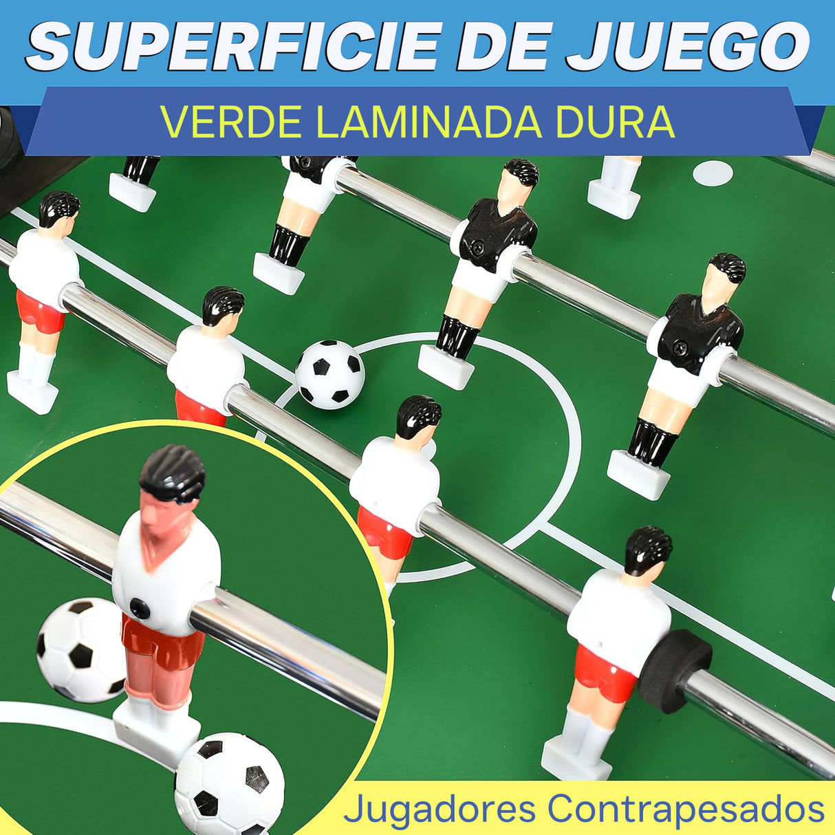SereneLife futbolín plegable, Tamaño Completo, de 48" con 2 Mini balones, Marcador de puntuación, Patas sólidas y Resistentes, Mesa de fútbol para el hogar