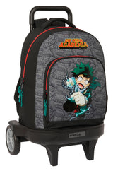 Safta MY Hero Academia - Mochila Grande con Ruedas, Compact Evolución, Extraíble, Ideal para Niños de Diferentes Edades, Cómoda y Versátil, Calidad y Resistencia, 33x22x45 cm, Color Negro