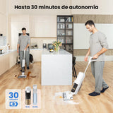 Proscenic Aspiradora Fregadora sin Cable en Seco y Húmedo, Escoba Aspiradora sin Cable, Aspiradora Fregadora sin Cable, Aspiradora Fregona, 1.15 Liters, 62 Decibeles, 3 Velocidades, F10 Pro Blanco
