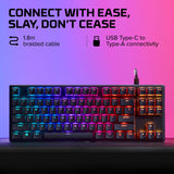 HyperX Alloy Origins Core - Teclado mecánico para Juegos PBT Teclas Tenkeyless TKL Blue Switch Clicky LED RGB Retroiluminación Playstation Xbox con Licencia para PC, PS5, PS4, Xbox Series X|S, Xbox