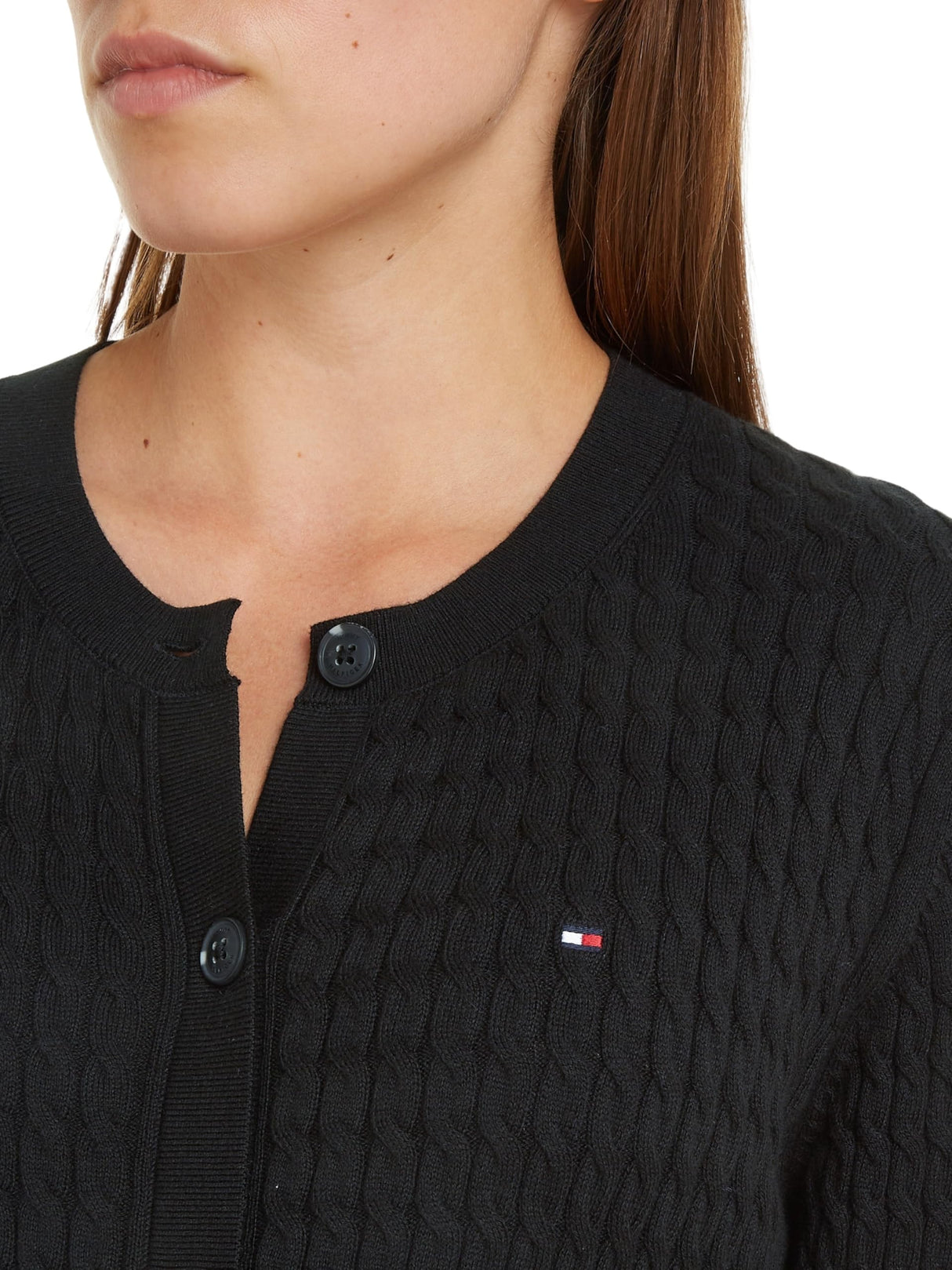 Tommy Hilfiger Cárdigan Mujer Trenzado, Negro (Black), XL