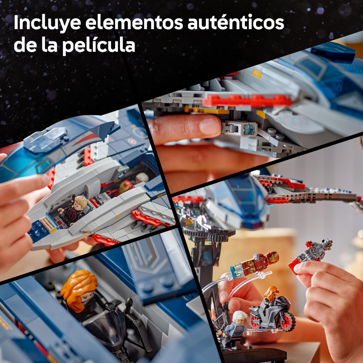 LEGO Marvel Quinjet de Vengadores: La Era de Ultrón - Avión de Juguete de Superhéroes con Moto y 5 Minifiguras inc. Iron Man, Viuda Negra y Ojo de Halcón - Regalo para Niños y Chicos de 12+ Años 76325