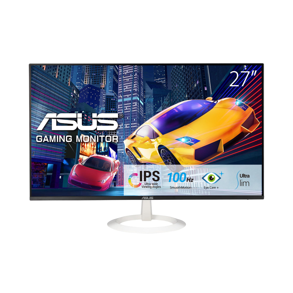 ASUS VZ27EHF-W Eye Care Monitor Gaming 27 pulgadas (IPS, Full HD, sin marcos, 100 Hz, sincronización adaptativa, 1 ms MPRT, HDMI, luz azul baja, sin parpadeos, montaje en pared)