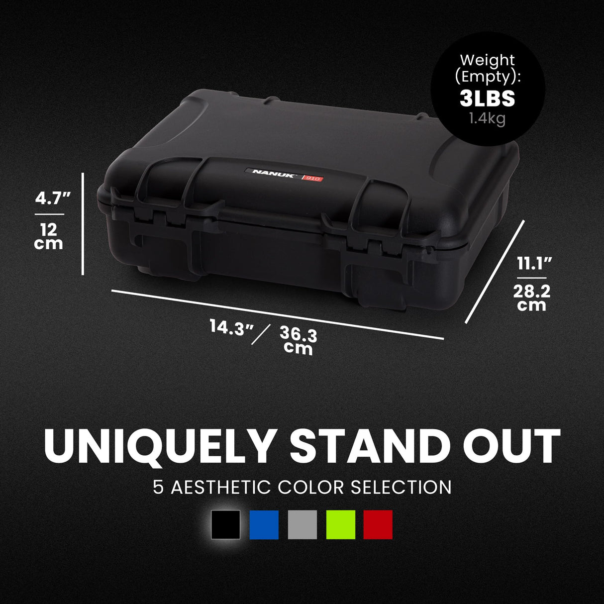 Nanuk 910 - Carcasa rígida Impermeable con Inserto de Espuma, Color Negro
