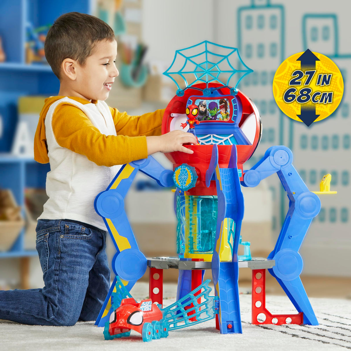 SPIDEY AND HIS AMAZING FRIENDS Marvel Aracnocuartel de los Web-Spinners - Set de Juego Infantil con Figura de Spidey, vehículo y Accesorios