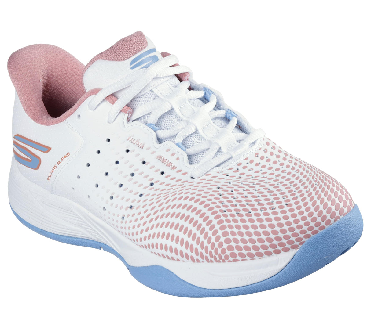 Skechers Viper Court Reload, Zapatillas Mujer, White Synthetic/Textile/Blue Trim, 37 EU