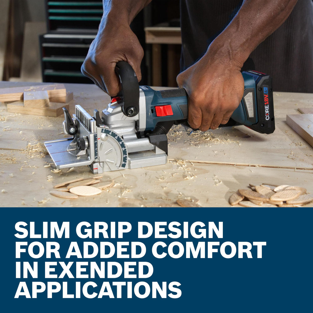 Bosch GFF18V-086N 18V Brushless Biscuit Joiner – Herramienta de extracción sin cables para juntas de accuración, Adjustable Cutting Depth, Dust Extraction Port, Diseño ergonómico para la fabricación