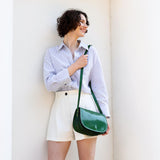 Time Resistance Bolso Bandolera de Cuero para Mujer - Tipo Mensajero con Cuero de Vachetta, Hecho a Mano en Italia - Ideal para Llevar Todo lo que Necesitas
