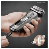 Braun Series 9 9385cc Afeitadora Eléctrica Hombre de Última Generación, Afeitadora Barba con Estación Limpieza y Carga Clean&Charge, Funda, Color Grafito