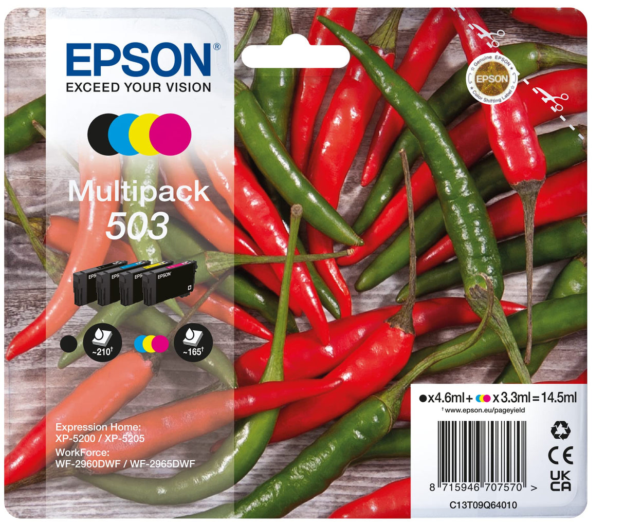 Epson Tinta Original Multipack 4 Colores 503 - Cartucho Negro, Cian, Magenta y Amarillo en Tamaño Estándar
