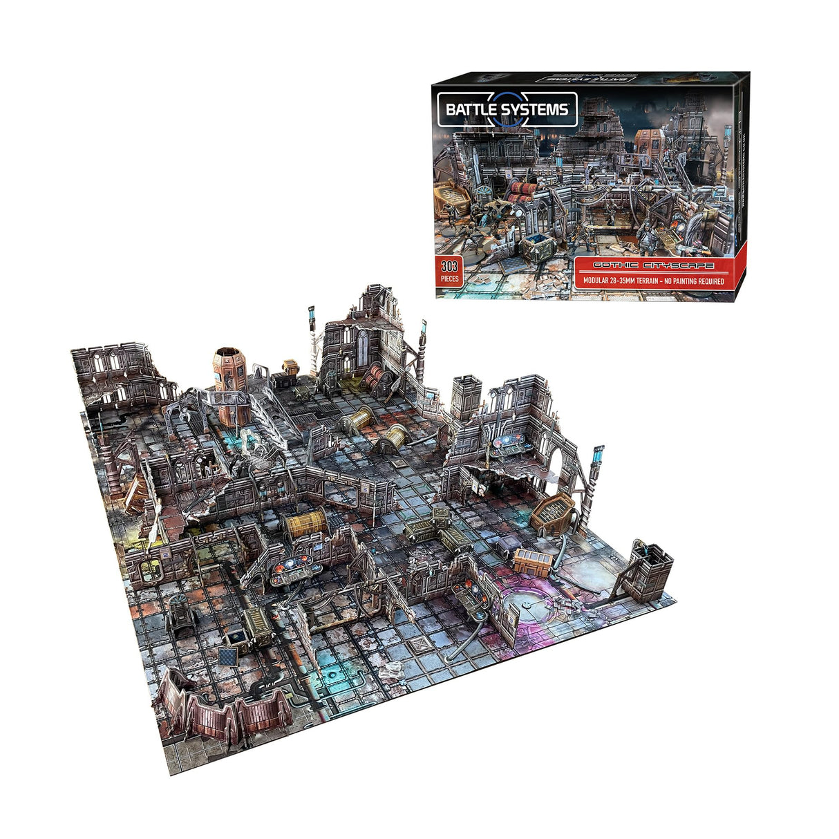 Battle Systems Terreno de Ciencia ficción - Terreno Espacial Modular 3D de 28 mm Juegos de Guerra y Juegos de rol - Modelos de construcción de Varios Niveles Impresos a Todo Color 3D