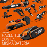 WORX WG322E.1 Sierra de cadena con batería (20 V, Práctica sierra para madera, Para uso en el jardín y trabajos de construcción con tensión de cadena automática), 25 cm de longitud de corte