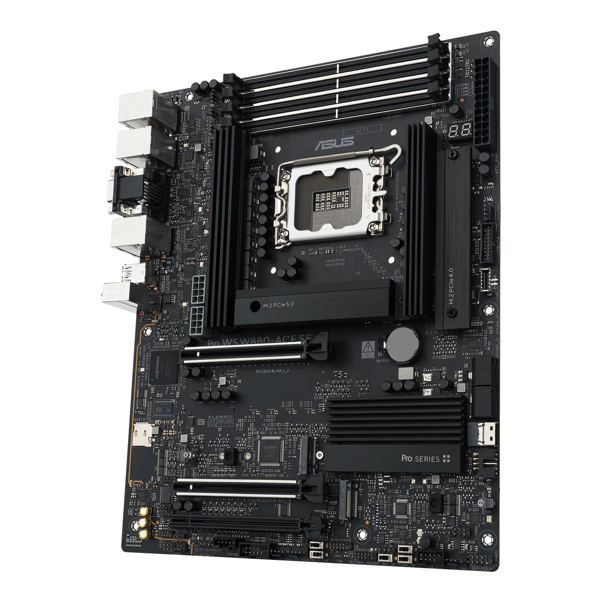 ASUS Pro WS W880-ACE SE - Placa Base para estación de Trabajo (Intel LGA1851 (ATX, PCIe 5.0, DDR5, Ethernet Dual de 2,5 GB, 4 M.2, BIOS Flashback, refrigeración AI)