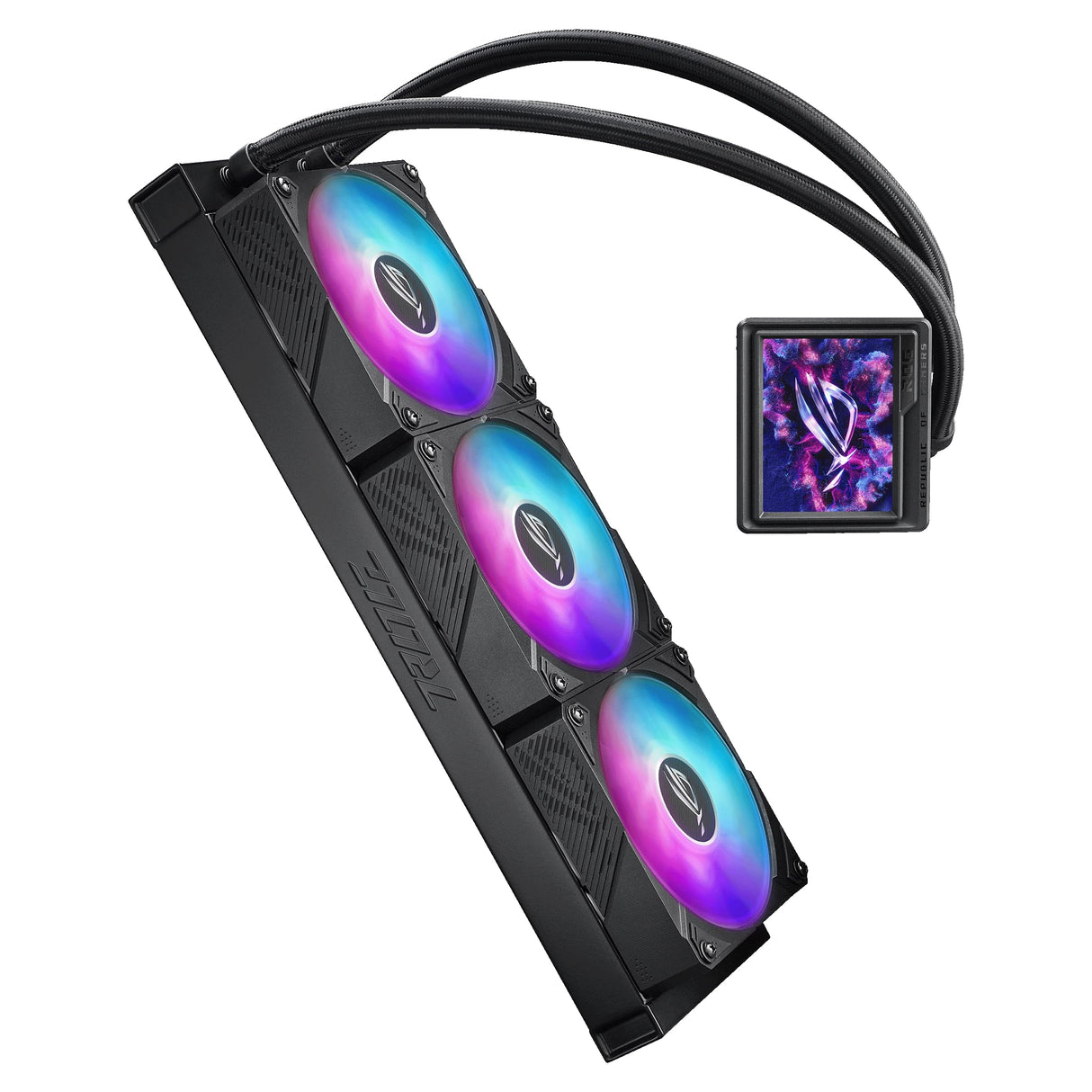ASUS ROG Ryujin III 360 ARGB Extreme - Sistema de refrigeración AiO con Bomba Asetek Gen8 V2, Ventiladores magnéticos Reforzados, LCD de 3.5'', monitorización del Hardware y GIF Personalizados