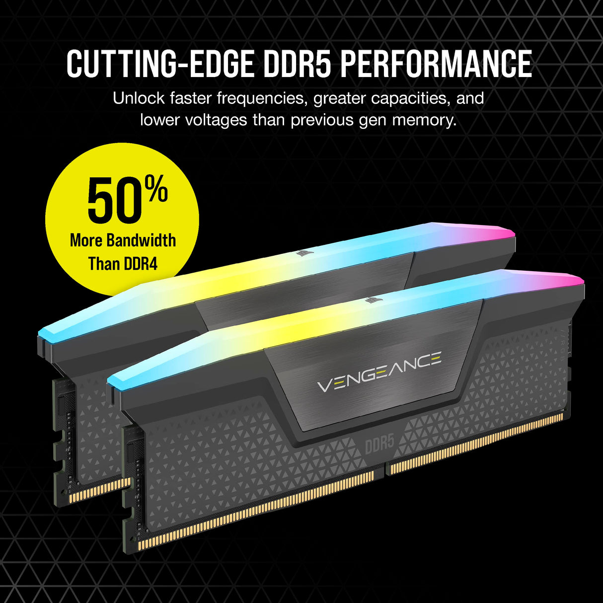 CORSAIR VENGEANCE RGB DDR5 64GB (2x32GB) DDR5 5600MHz CL36 AMD EXPO Intel XMP iCUE Memoria de Ordenador Compatible - Gris (CMH64GX5M2B5600Z36K)